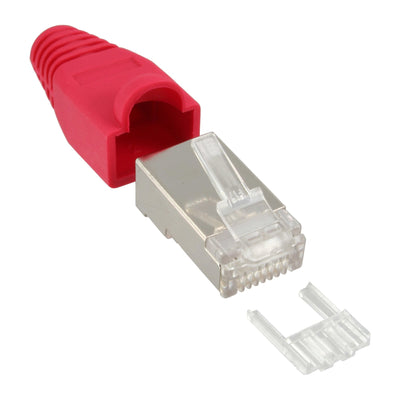 Inline Connector Crimpado RJ45 Blindado With Protection Contra Dobleces + Enhebrador Red 10 Units — image 1