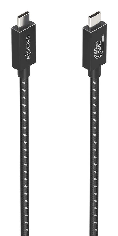 Aisens Cable USB4 GEN3X2 Aluminium 40Gbps 8K@60HZ 5A 48V 240W E-mark, Type USB-C/M-usb-c/M, Black 0.5M — image 1