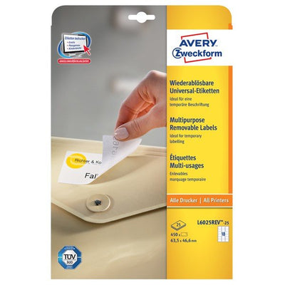 Avery Zweckform Labels L6025REV-25 White 63,5 X 46,6MM — image 1