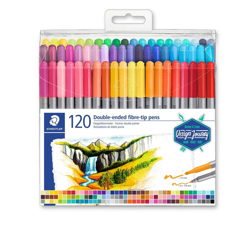 Staedtler 3200 Pack 120 Markers Double Punta - Resistant a Presion - Colours Surtidos