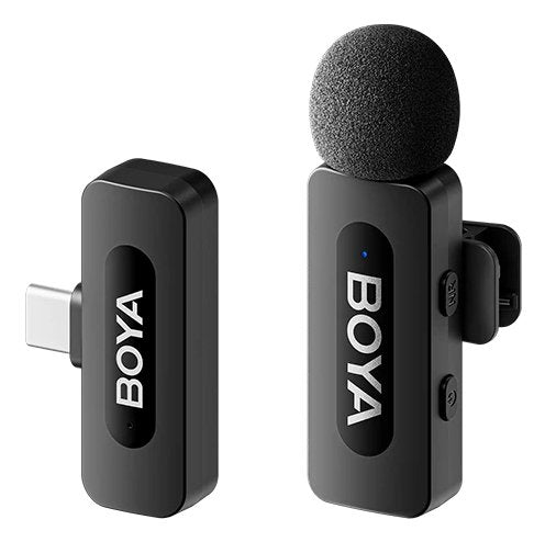 Boya Microphone Wireless BY-V10 V2.0 2.4GHZ With 1 Transmitter And 1 Reciever (Type-c) Black Eu