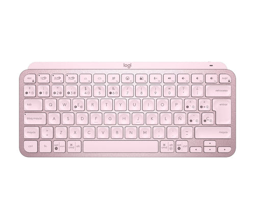 Logitech Keyboard Spanish Mx Keys Mini RF Wireless + Bluetooth QWERTY Pink — image 1