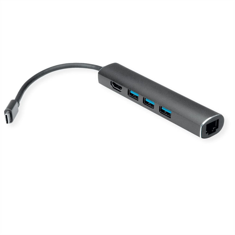 USB Type-c Estación Acoplamiento HDMI 4K 3x USB Type a Gigabit Ethernet Grey