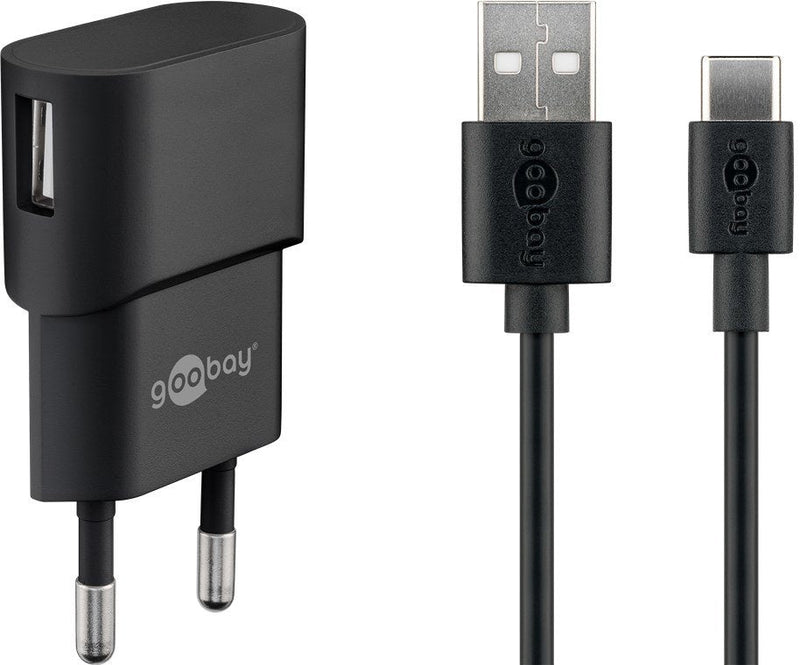 Goobay 45298 USB-C Charger Set (5W), Cable 1M, Black