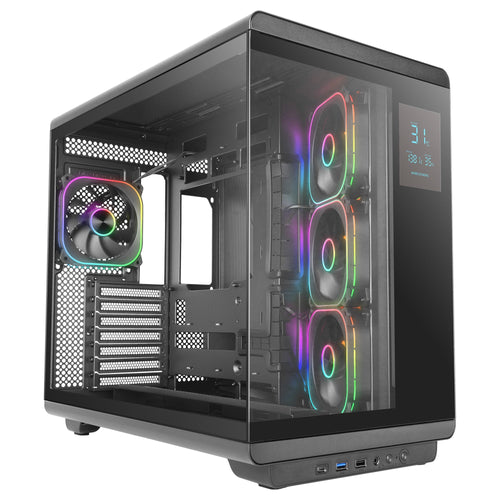Mars Gaming PC Case ATX Mc-revmax Screen LCD 11.8 Glass Tempered 4X Fans ARGB Black — image 1