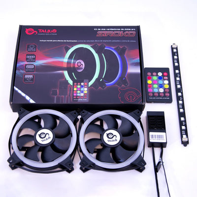 Talius Kit Siroko (2VENTILADORES Double Aro RGB + Strip LED + Remote Control) — image 1