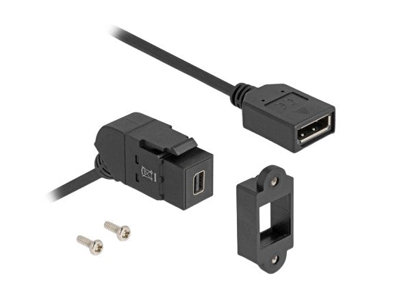 Delock Keystone Modul Mini DisplayPort Einbaubuchse Zu DisplayPort Buchse 45° Gewinkelt With 30CM Cable 8K 30