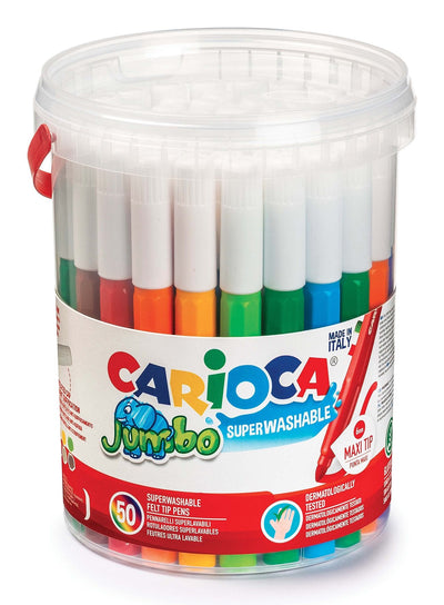 Carioca Jumbo Pack 50 Markers - Body Octogonal Maxi - Ink Superlavable - Punta Maxi 6MM Bloqueada - Cover — image 1