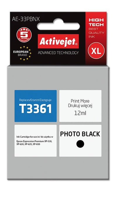 Activejet Ink AE-33PBNX (reemplazo Epson 33XL T3361 - Supreme - 12ML - Black — image 1
