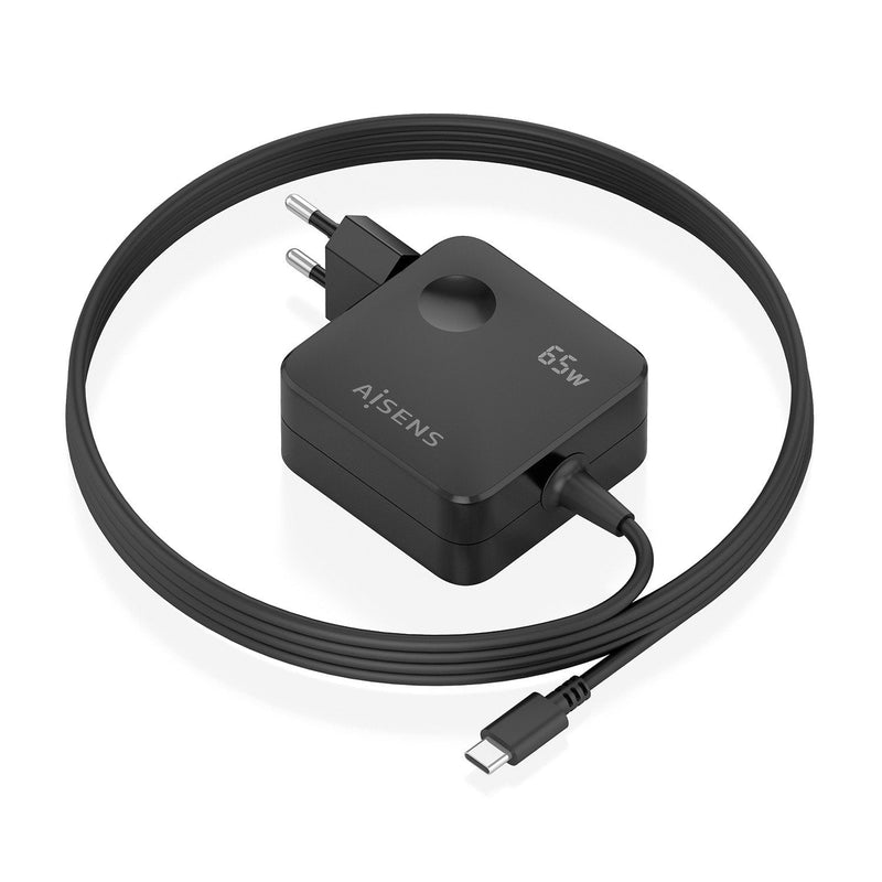 Aisens Charger GaN 65W PD 3.0 1x USB-C 1.5M, Black