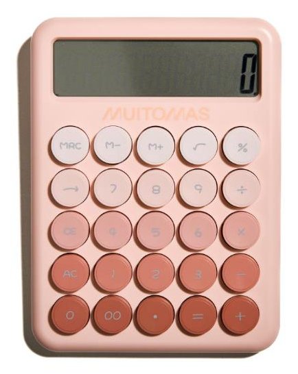 Muitomas Calculator , Laptop With Screen Large 12 Dígitos, Funciona With Battery Aaa, Colour Peach Fuzz