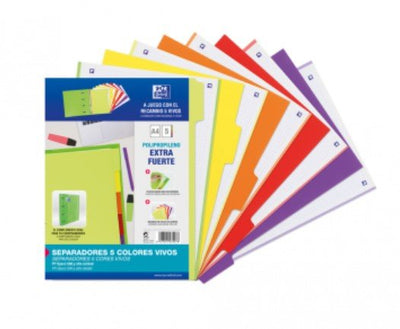 Oxford Set Separadores 5 Posiciones Pp 500 Micras A4 C/Surtidos Vivos — image 1