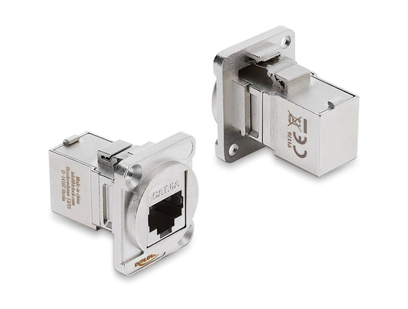 Delock D Type Módulo RJ45 Connector Female a Female 90° Angulado CAT.6A Silver