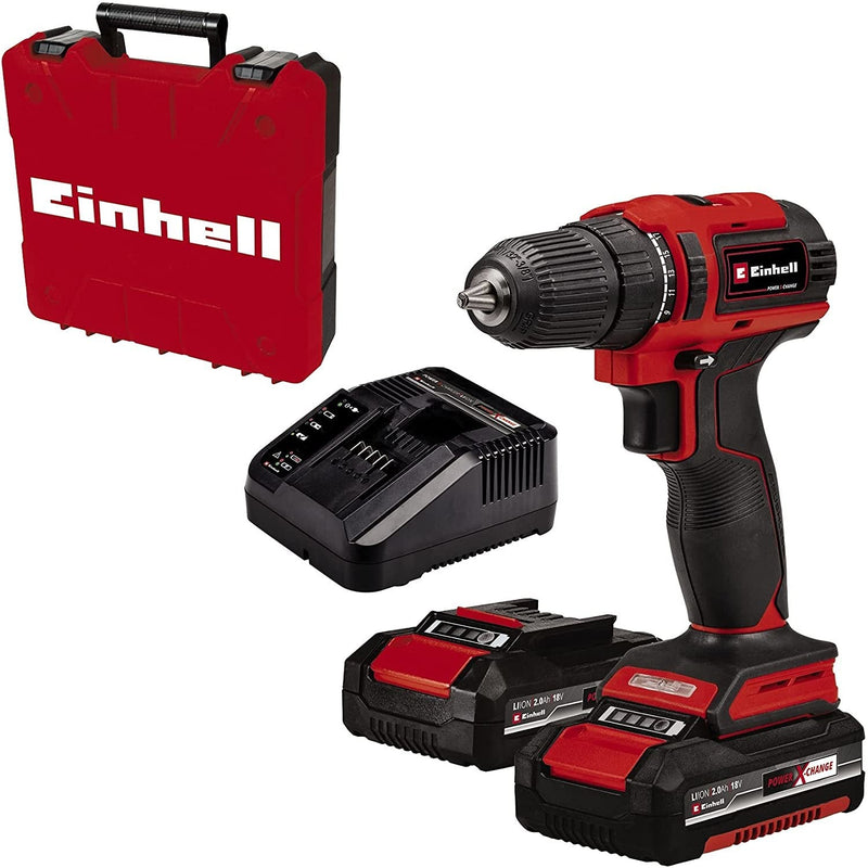 Einhell Taladro Inalámbrico Te-cd 18/40 Li Bl Rojo/Negro 2X Batería Li-ion 2.0AH, ESTUCHE)4513995