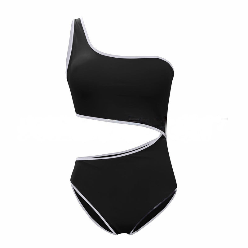 European And American-style One-shoulder Hollow-out Sexy High-waist Swimsuit
