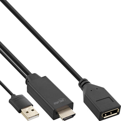 Inline Cable HDMI M a DisplayPort F, 4K, Black/Gold 0,3M — image 1
