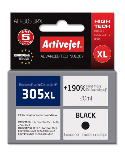 Activejet Ink Ah-305BRX (reemplazo HP 305XL 3YM62AE - Premium - 20ML - Black — image 1