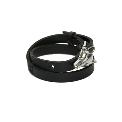 Wolf Leather Bracelet - Silver Matte