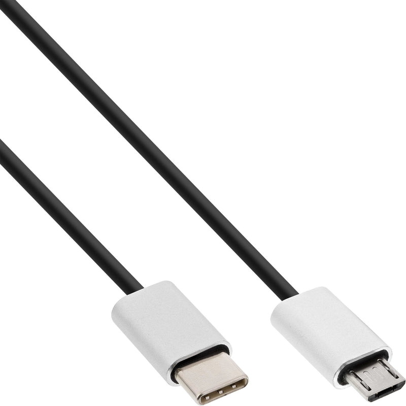 Inline Cable USB 2.0, Connector Type-c a Connector Micro-b, Black/Aluminium Flexible, 0,5M