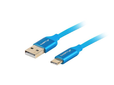 Lanberg USB Cable 2.0 Male/USB C Male Quick Charge 3.0 1M Blue — image 1