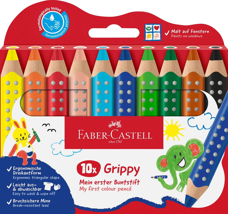 Faber-castell Grippy Pack With 10 Pencils Colours Gruesos Mina XXL Soft - Forma Triangular With Grip - Colours