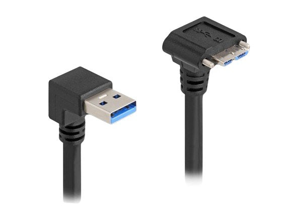 Delock 80482 USB Cable 5Gbps USB Tipo-a Male 90° Inclinado Hacia Abajo a USB Micro-b Male With Screws 90° Incl