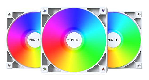 Montech Fan 120X120 GF120 PWM White Pack 3 + Hub