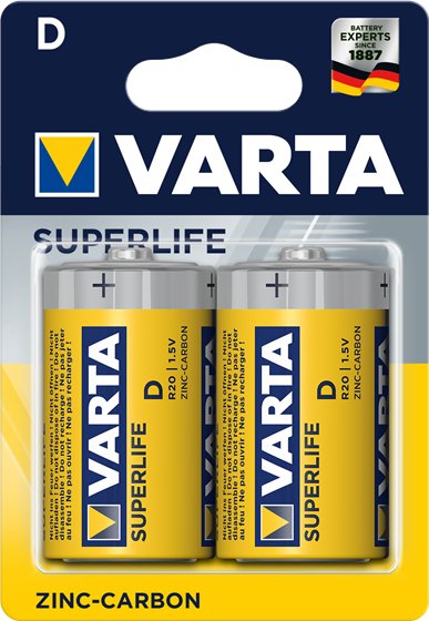 Varta Pack 2 Batteries Zinc-carbon Superlife R20 D (zn-c, 2)