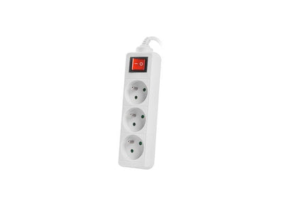 Lanberg PS1-03E-0300-W Power Strip Plugs 3M White 3X 230V Pl With Switch — image 1