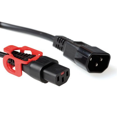 Powercord C13 IEC Lock + - C14 Black 1M, PC1525 — image 1