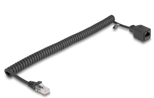 Delock RJ45 Cable Espiral Connector Male a Female CAT.5E UTP 1M Up To 3M Black — image 1