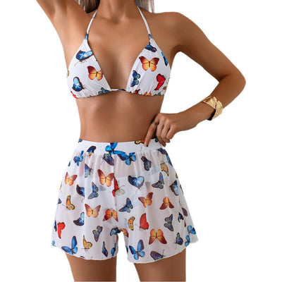 Printed High-waisted Boxer Briefs Sexy Hot Spring Swimsuit