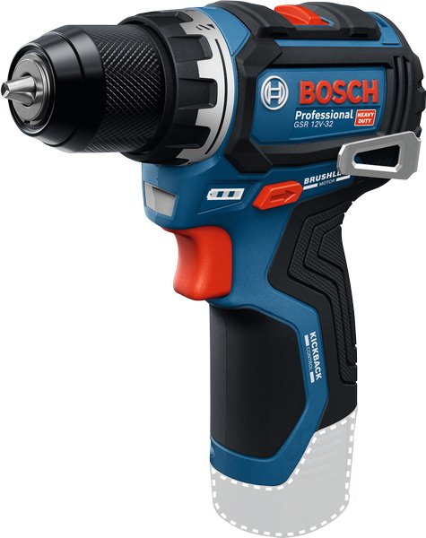 Bosch Drill/Screwdriver Professional Wireless Gsr 12V-32 Professional, 12VOLT Blue/Black Without Battery Ni Ch