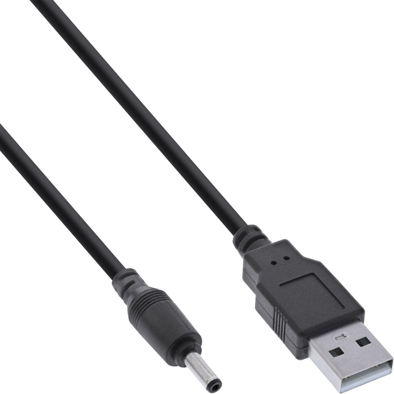 Inline® USB DC Power Adapter Cable USB a Male Plug a DC Plug 3.5X1.35MM, Black, 3M