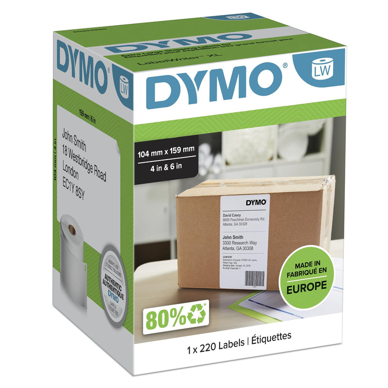 Dymo Labels Transferencia Thermal Laber Writer, Black Sobre Fondo White 104MM X 159MM. Labels Extragrandes. Ro