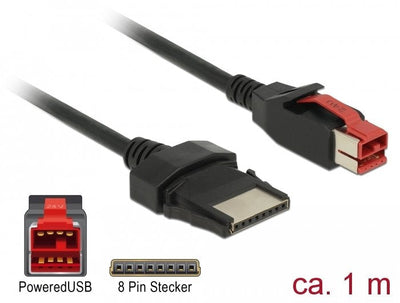 Delock Poweredusb Cable Connector Male 24V 8 Pin Connector Male 1M Pos Printer And Terminals — image 1