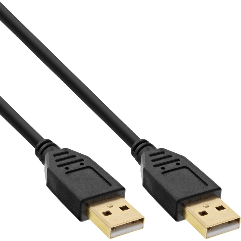Inline USB Cable 2.0 , Am/Am, Black Contactos Chapados Oro, 3M