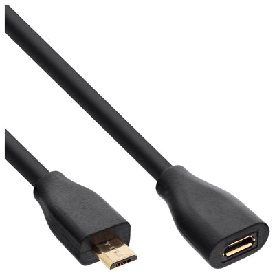 Inline Cable Extensión Micro-usb, USB 2.0 Micro-b M/H, Black/Gold 5M — image 1
