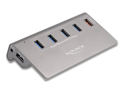 Delock 64182 Hub USB 10Gbps With 4 Ports USB Tipo-a + 1 Port Charging Fast Included Power Supply — image 1