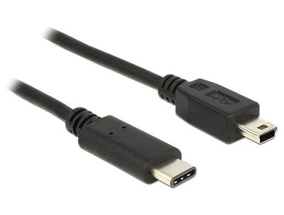 Delock USB Cable Type-c ™ 2.0 Male USB 2.0 Type-mini-b Male 0.5M Black — image 1