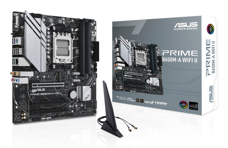ASUS Motherboard Prime B650M-A Wi-Fi Ii B650 AM5 DDR5 microATX Wi-Fi 6 2.5GBE Aura Sync RGB