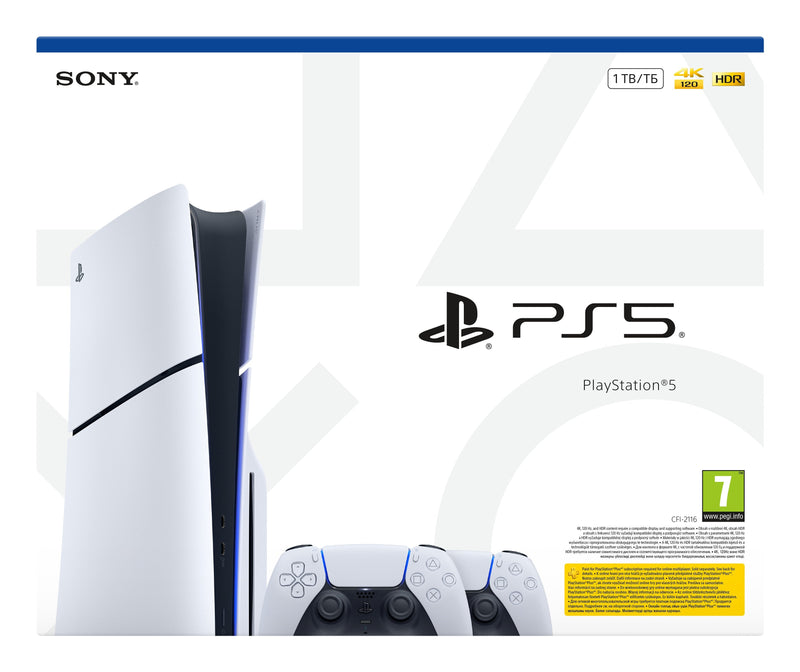 PS5 Console 1TB Standard Slim White + 2 Dualsense Eu