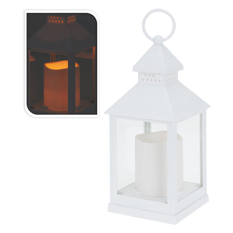 Farol With Candle LED 10.5X10.5X23CM White
