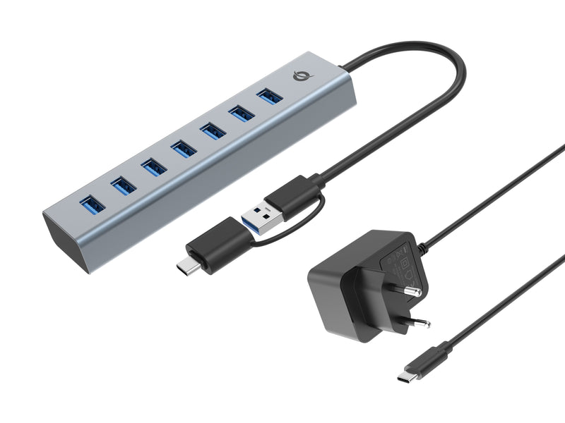 Conceptronic Hub USB 3.0 HUBBIES21GP 7 Ports USB C a 7x USB a With Alimentador