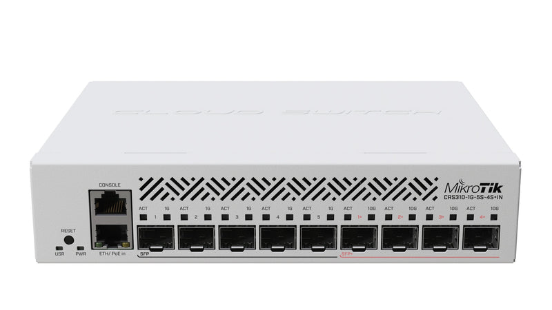 MikroTik CRS310-1G-5S-4S + In Cloud Router Switch CRS310-1G-5S-4S + In With 800MHZ Cpu, 256MB Ram, 4XSFP +, 5X