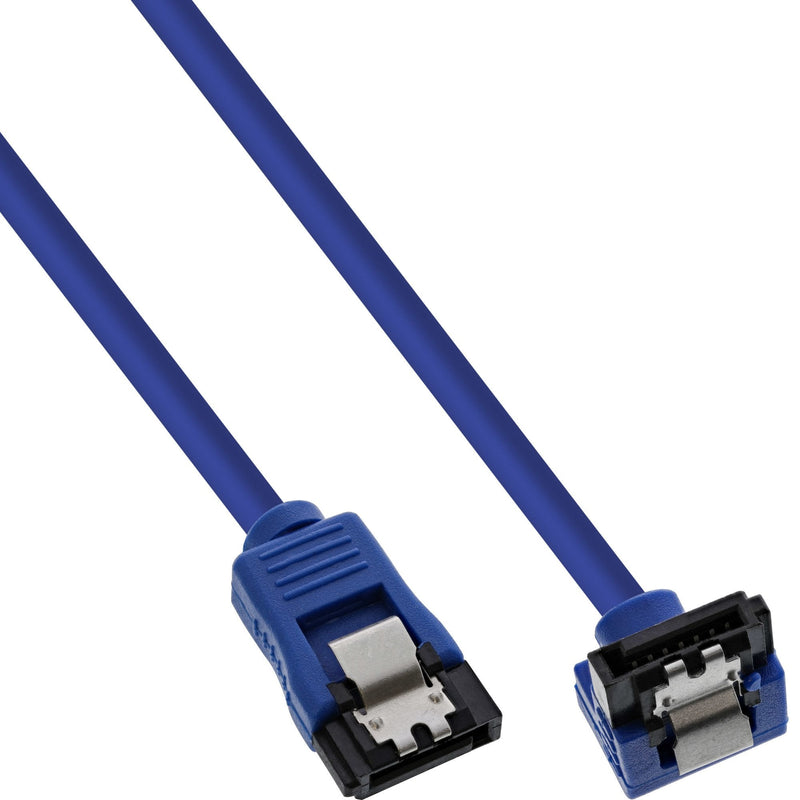 Inline Cable Round SATA 6GB/S Blue Ángulo 90° With Pestillos 0,3M