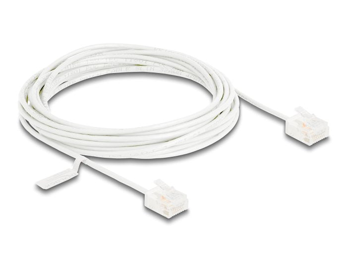 Delock RJ45 Network Cable CAT.6 UTP Ultra Slim 5M White With Kurzen Machon