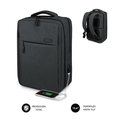 Subblim Backpack Traveller Airpadding Backpack Laptops Up To 15.6'/ Port USB/ Grey — image 1