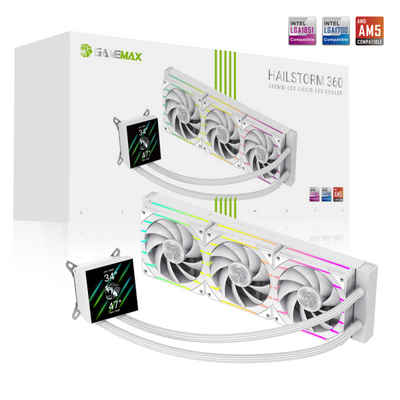 Gamemax CPU Liquid Cooler Hailstorm 360 LCD White — image 1
