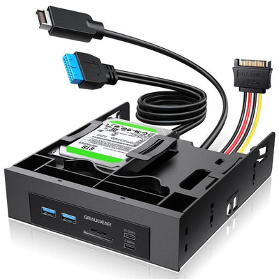 Graugear USB Hub + Kartenleser Frontpanel M. 2,5 SSD Frame — image 1